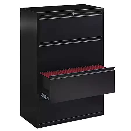 workpro 36 w 4 drawer steel lateral file cabinet black|workpro 36w file cabinet.